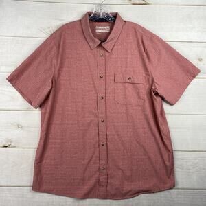 Avalanche Mens Shirt L Red Button Up Short Sleeve Lightweight Performance Fish